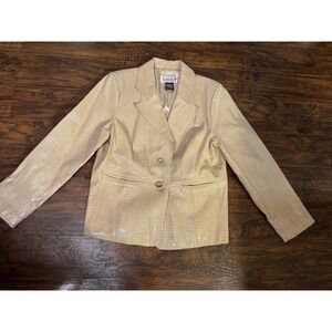 Women's BRADLEY Tan 100% Snake Skin Leather Jacket Size L